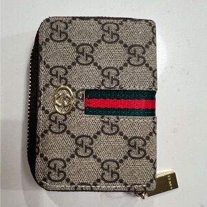Gucci Beige and Brown Monogram Card Holder